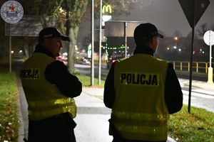 Zdjęcie kolorowe. Policjanci podczas działań Bezpieczny powiat