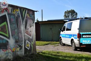 Zdjęcie kolorowe. Policyjny radiowóz