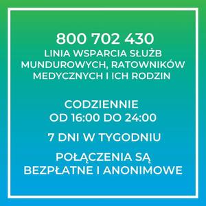 Grafika. Na niebiesko zielony tle numer telefonu 800 702 430