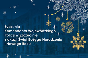 Grafika. Na granatowym tle życzenia